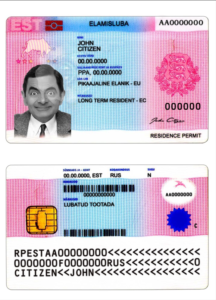 Permis de séjour en Estonie template